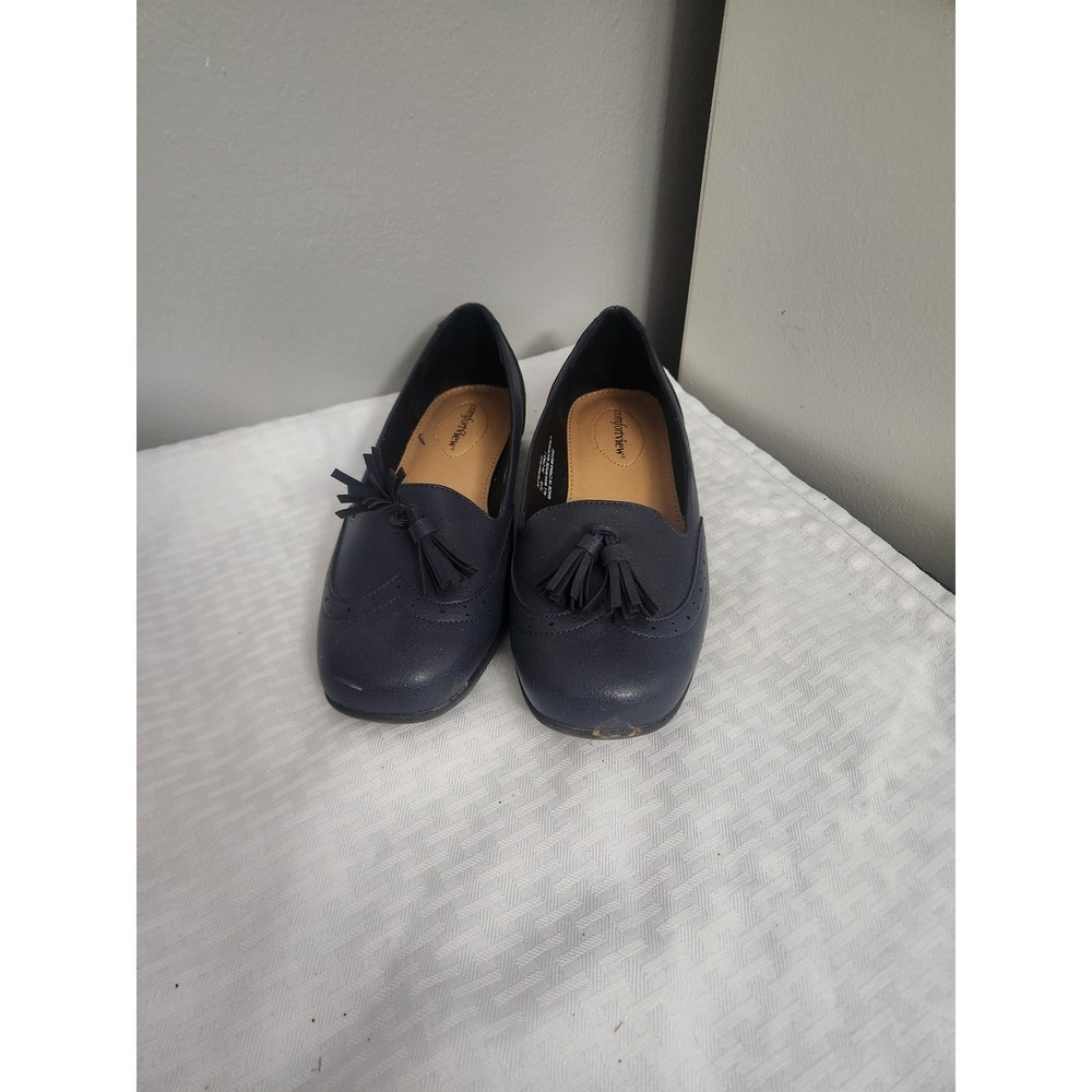 Comfortview Aster Navy Blue Tassel Loafers Womens 7.5W Wingtip Flats Shoes